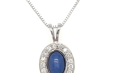 14 kt. Gold, White gold - Necklace - 0.66 ct Star Sapphire