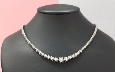 14 kt. White gold - Necklace - 7.40 ct Diamond