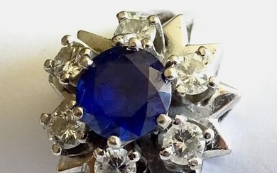 14 kt. White gold - Ring - 0.20 ct Sapphire - Diamonds