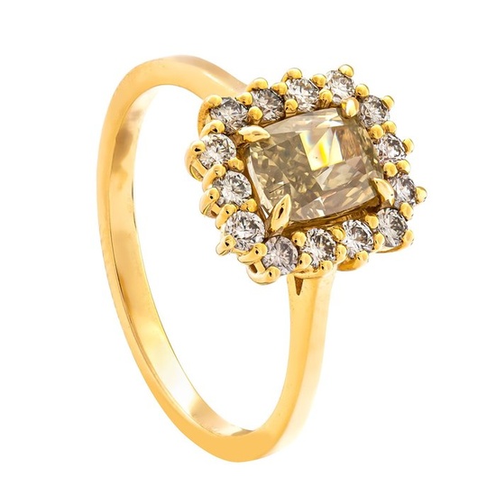 1.45 tcw Diamond Ring - 14 kt. Yellow gold - Ring - 1.10 ct Diamond - 0.35 ct Diamonds - No Reserve Price