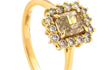 1.45 tcw Diamond Ring - 14 kt. Yellow gold - Ring - 1.10 ct Diamond - 0.35 ct Diamonds - No Reserve Price