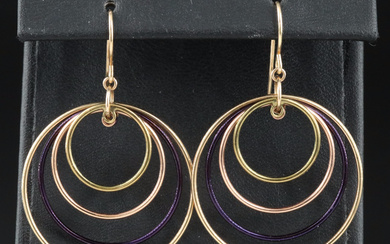 14K Multi-Colored Gold Hoop Earrings