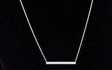 14K White Gold and 0.25ctw Diamond 16" Bar Necklace