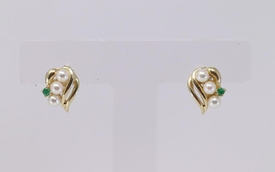 14KT Pearl/Emerald Earrings.