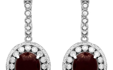 14k White Gold 12.93ct Ruby 1.73ct Diamond Earrings