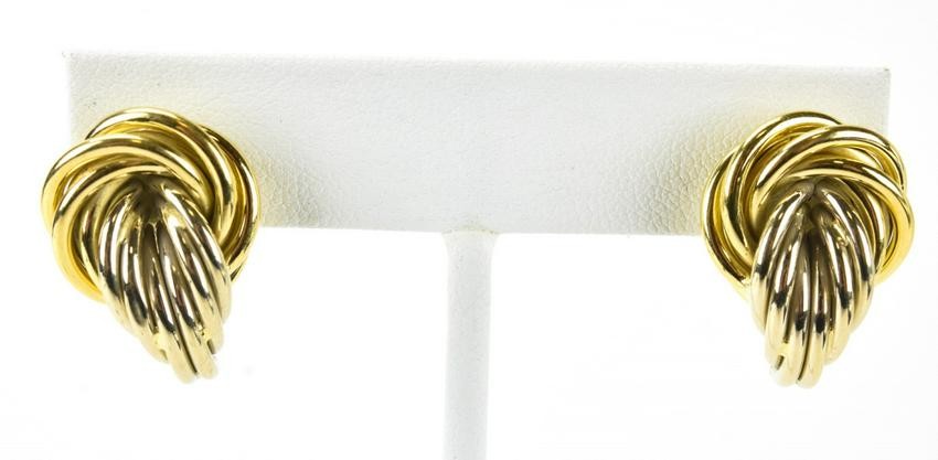 14kt Yellow & White Gold Knot Design Earrings