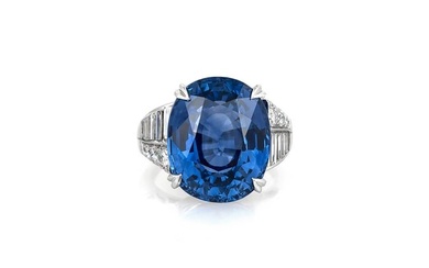 17.50 Carat GIA Oval Sapphire Ring