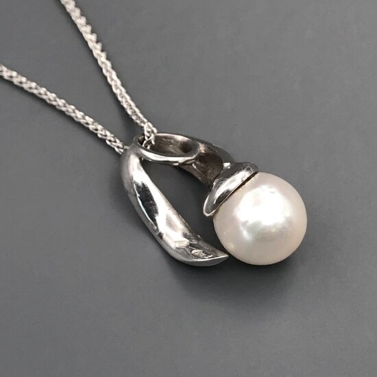 18 kt. Akoya pearl, White gold - Necklace with pendant Pearl