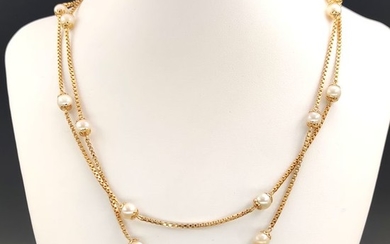 18 kt. Akoya pearls, Yellow gold, diameter 6.25 mm - Necklace