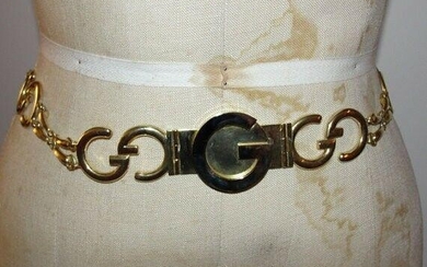 18 kt Gold Plated Horse Bit and GG Monogram Gucci Belt