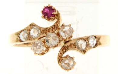 18 kt. Yellow gold - Ring Diamond - Spinel