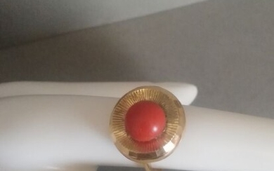 18 kt. Yellow gold - Ring coral of the mediterranean