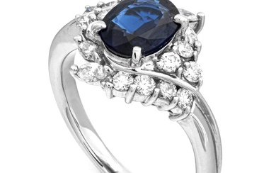 1.80 tcw Sapphire Ring Platinum - Ring - 1.18 ct Sapphire - 0.62 ct Diamonds - No Reserve Price