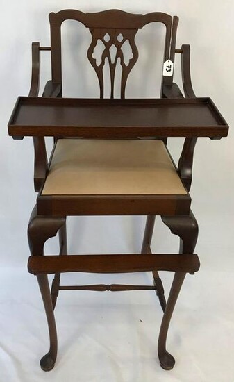 1900's Mahogany Chippendale Style Child's High Chair