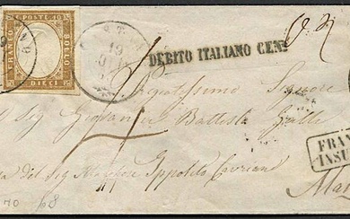 1863, Sardegna, lettera da Castano (Primo) per Mantova del 19 ottobre 1863