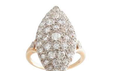 18CT GOLD, PLATINUM AND DIAMOND RING, FRENCH