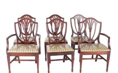 Set of Six Hepplewhite Style Shield-Back Dining Chairs