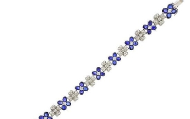 18k Gold Diamond Sapphire Flower Bracelet