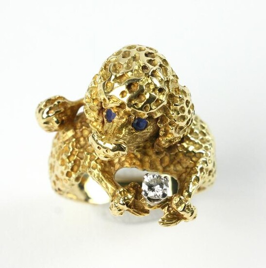 18k Gold Poodle Ring