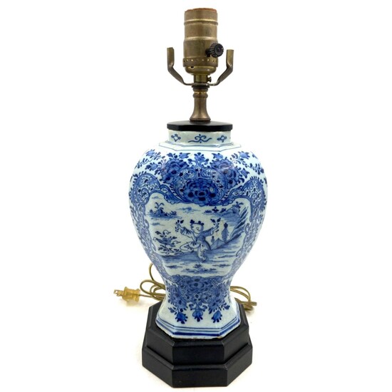 Blue And White Delft Vase/Lamp Dating to the 18th C