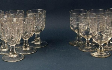 18th/19thC Irish Flint Glass Goblet Sets
