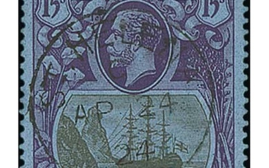 1922 15/- Grey and purple on blue superb used with 1924 (Apr...