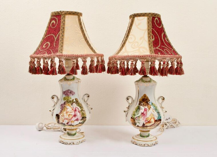 ~1950s Capodimonte Porcelain Lamps (2)