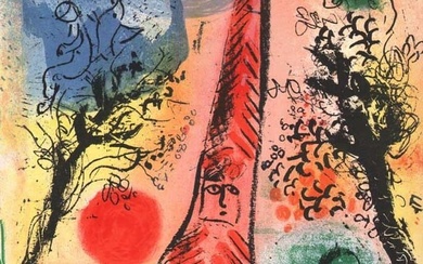 1960 Chagall Original Lithograph Vision of Paris