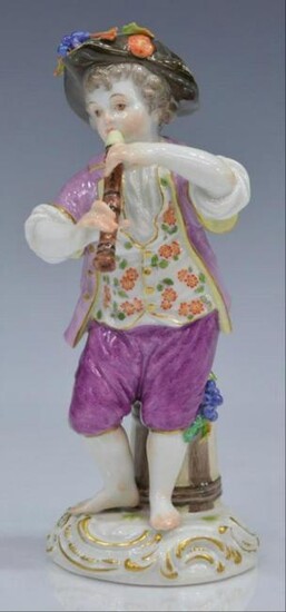 19Th C. Meissen Figure Of Boy With Flute