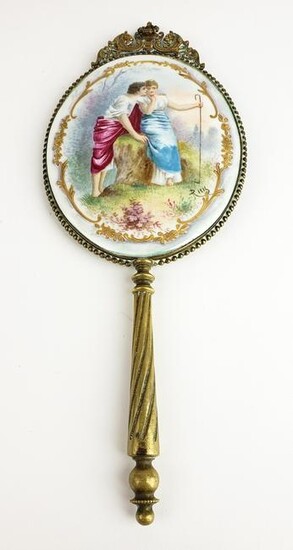 19th C. French Handpainted Enamel, Porcelain and Bronze
