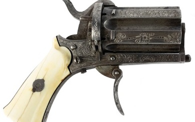 19th century Belgian Double Action Pinfire Pepperbox revolver, 6 shot,...