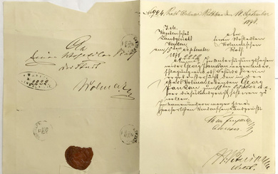 19th century a letter in German from Wenden (Cēsis) to Walmar (Valmiera) with a stamp 1878 Latvian territory of the Russian Empire. Paper, ink, rubber stamp. Content not deciphered. 23x18 cm.