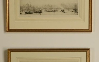 (2) 19th c. framed etchings of London, signed Wyllie