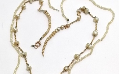 2 x antique natural pearl necklaces - baroque pearl necklace...