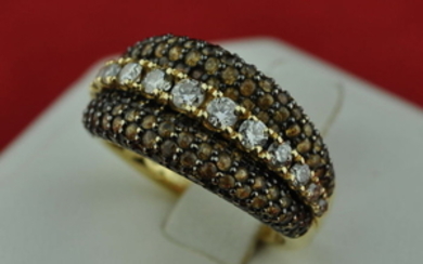 18 kt. Gold - Ring Diamond - Yellow Sapphires