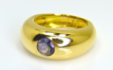 Pierre Bouét - 18 kt. Yellow gold - Ring - 0.75 ct Tested natural Ceylon blue purple hue