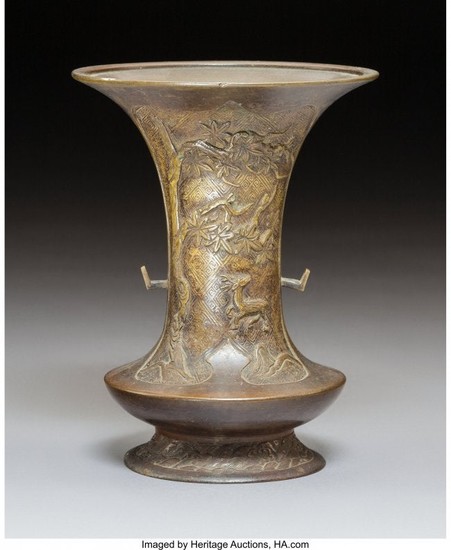 28173: A Japanese Patinated Bronze Vase, 19th century 6