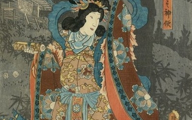 Original woodblock print - Utagawa Kunisada (1786-1865) - Kora no kami-ben 高良之神使 - ca. 1844-64