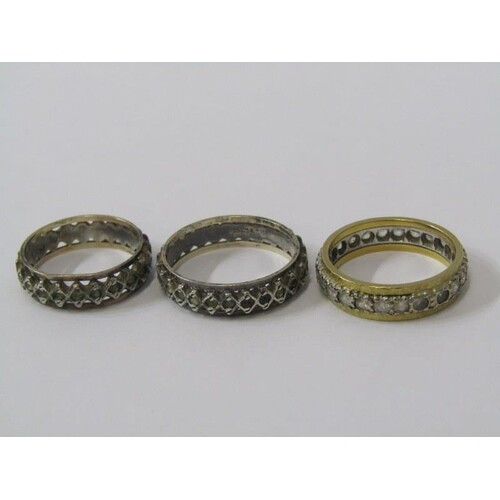 3, 9ct YELLOW GOLD & SILVER ETERNITY STYLE RINGS, total weig...