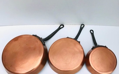 3 authentic professional cooking pans (3) - Bronze, Copper