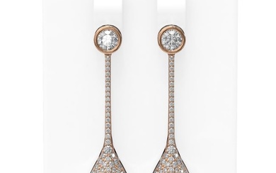 3.72 ctw Diamond Earrings 18K Rose Gold