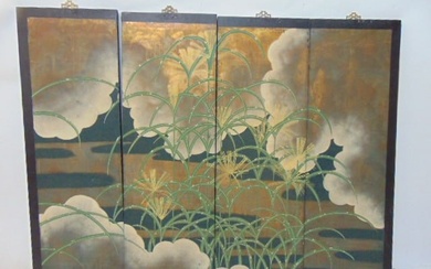 4 Asian panels, screen (no hinges), each panel is 12" wide, height is 36"