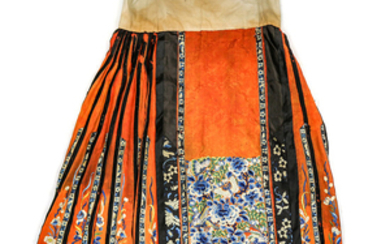 Chinese Silk Orange Ground Floral Skirt