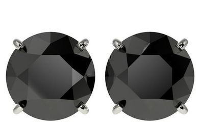4.19 ctw Fancy Black Diamond Solitaire Stud Earring 10k