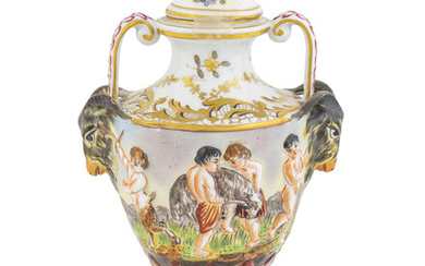 A Capodimonte Porcelain Small Vase and Cover
