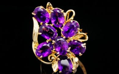 5.25ctw Amethyst and 14K Yellow Gold Ring