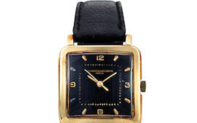Vacheron & Constantin. A Yellow Gold Square Wristwatch with Black Dial
