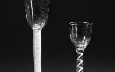 An airtwist cordial glass and an unusually small wine glass, circa 1755-60