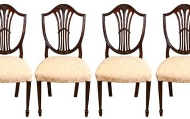 6 Hepplewhite Style Carved Upholstered Chairs