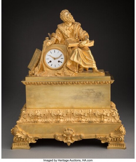 61073: A French Gilt Bronze Figural Mantle Clock, 20th